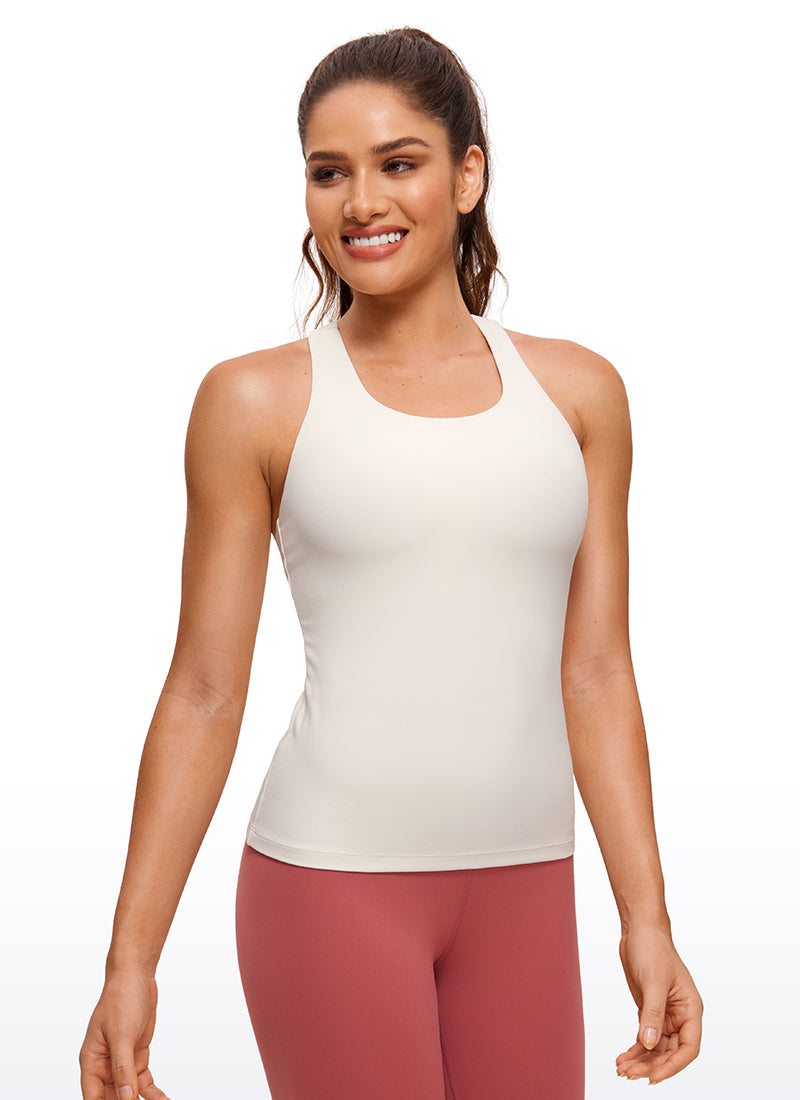 CRZ YOGA Women's Yoga Tight Fit Tops Butterluxe Built-in Bra Tank Willow