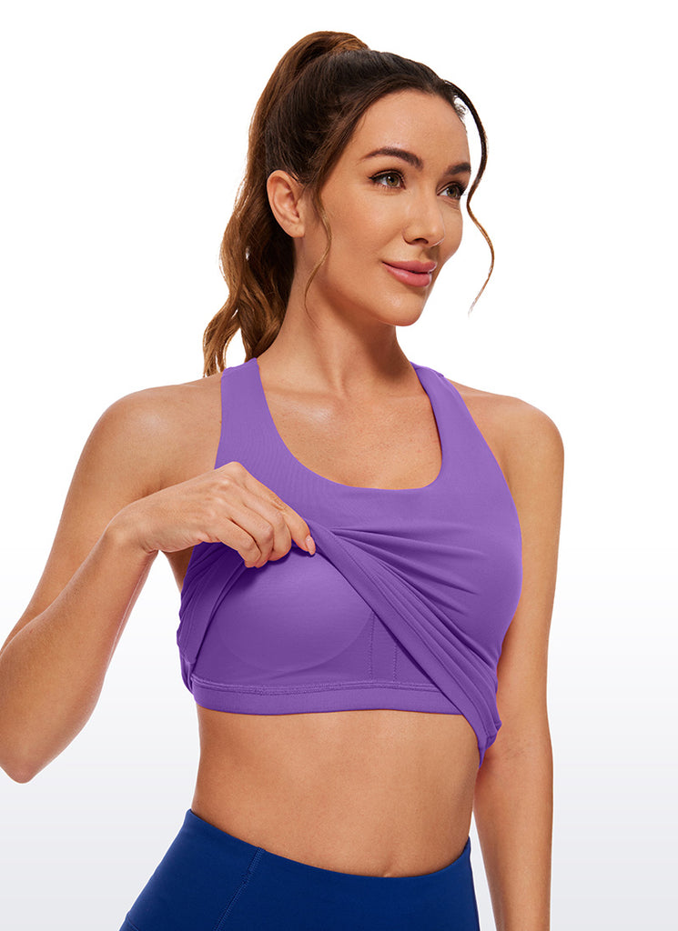 CRZ YOGA Women's Yoga Tight Fit Tops Butterluxe Built-in Bra Tank Royal Lilac