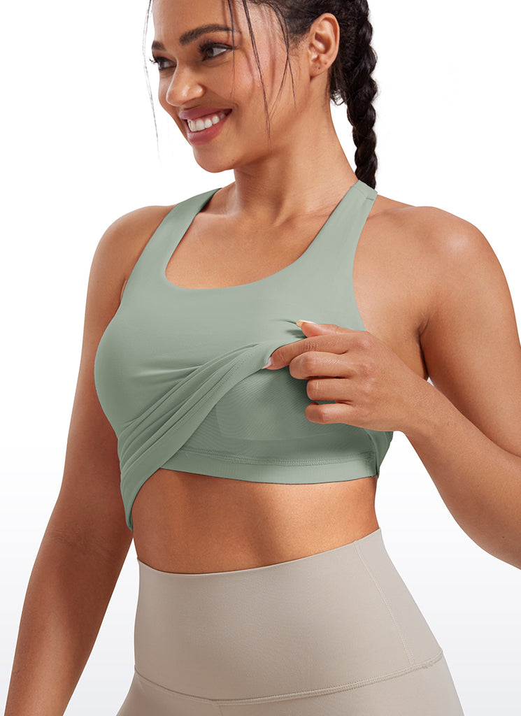 CRZ YOGA Women's Yoga Tight Fit Tops Butterluxe Built-in Bra Tank Green Palm Court