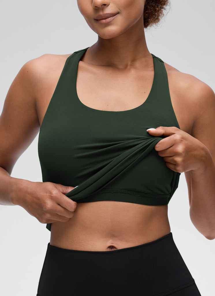 CRZ YOGA Women's Yoga Tight Fit Tops Butterluxe Built-in Bra Tank Red Merlot