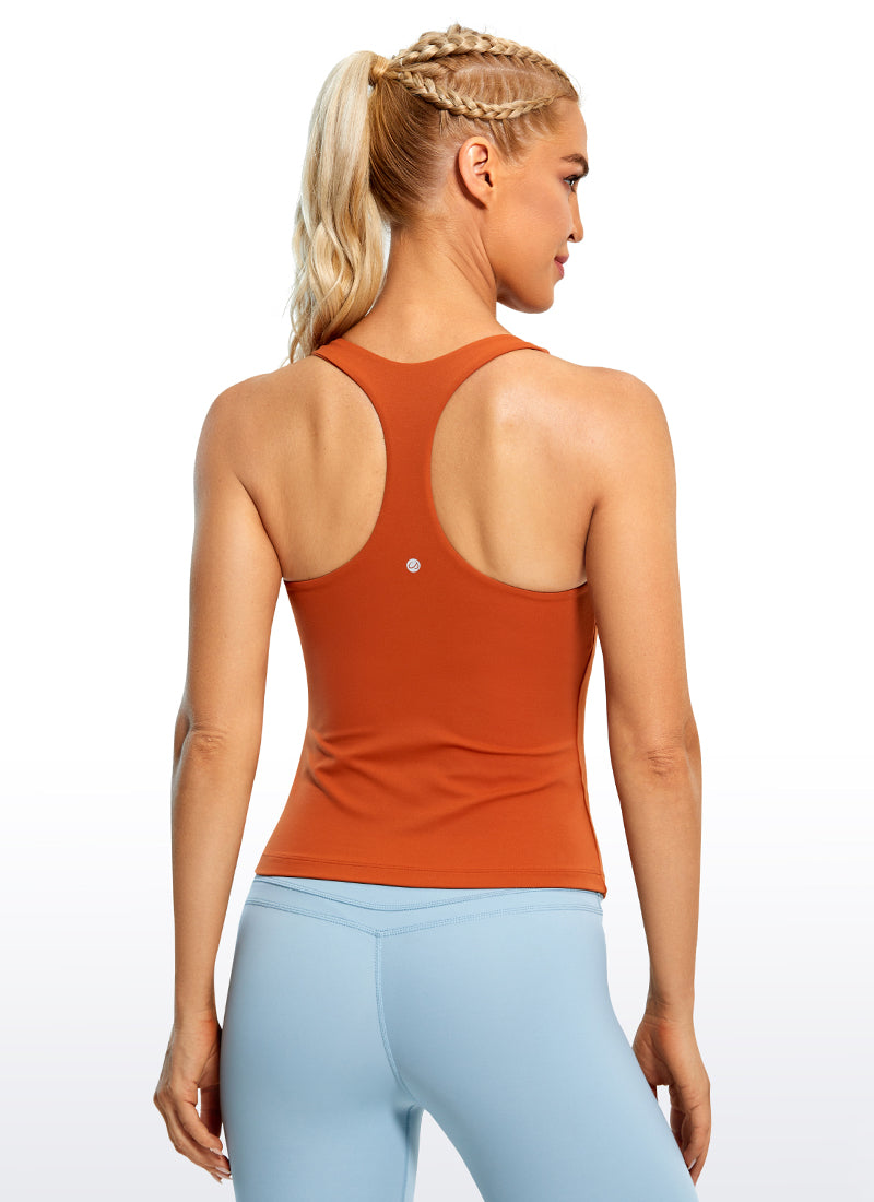 CRZ YOGA Women's Yoga Tight Fit Tops Butterluxe Built-in Bra Tank Noctilucence Red
