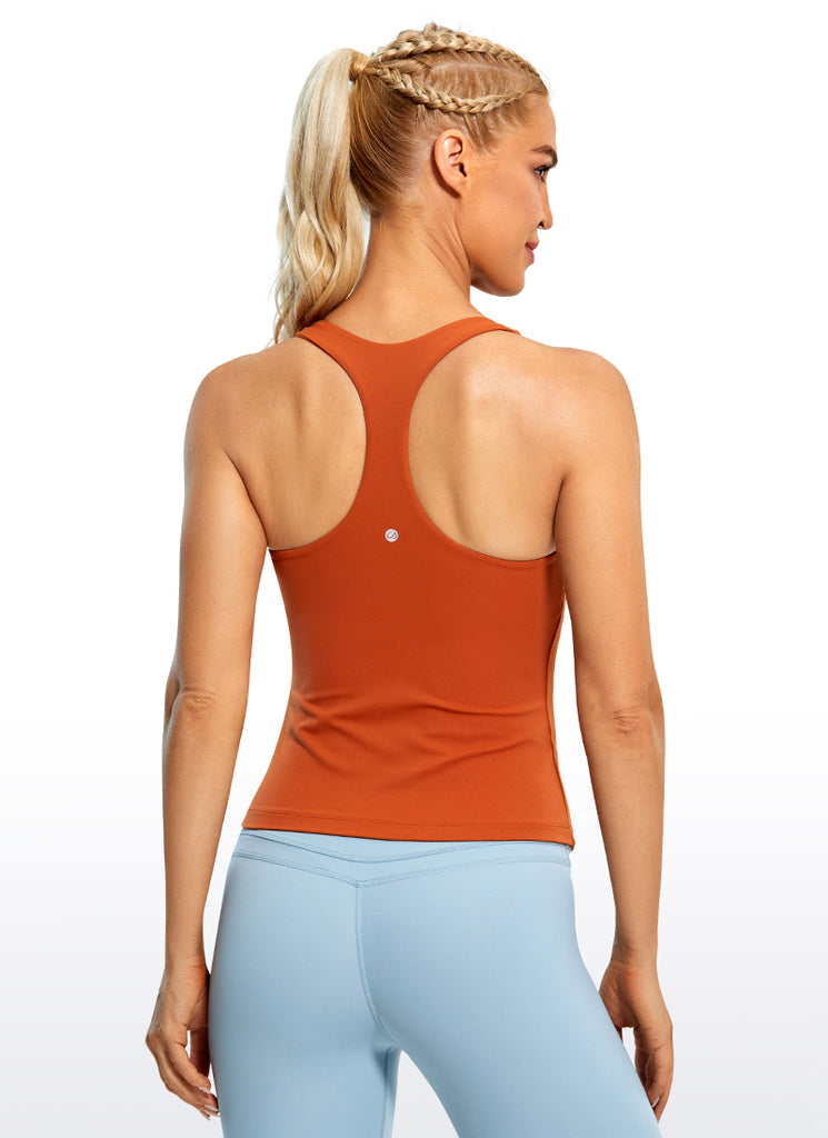 CRZ YOGA Women's Yoga Tight Fit Tops Butterluxe Built-in Bra Tank Noctilucence Red