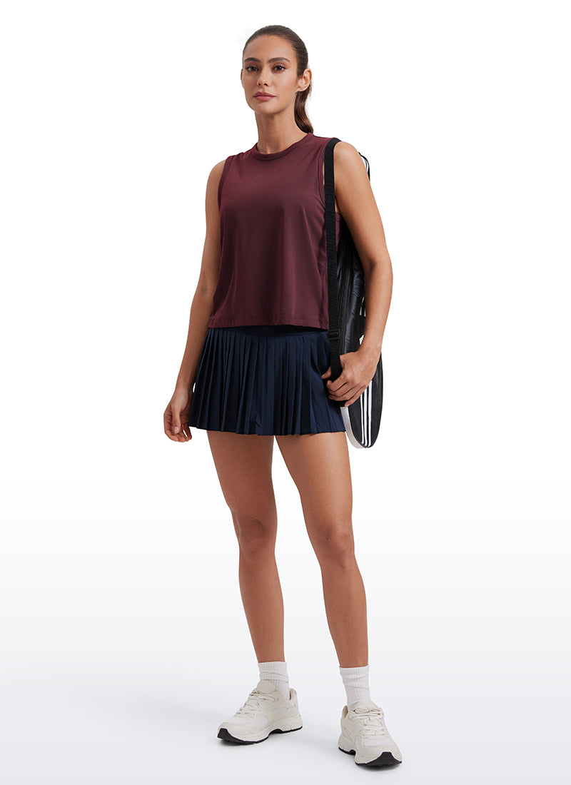 CRZ YOGA Women's Yoga Loose Fit Top Pima Cotton Crop Tank High Neck Dark Red 2