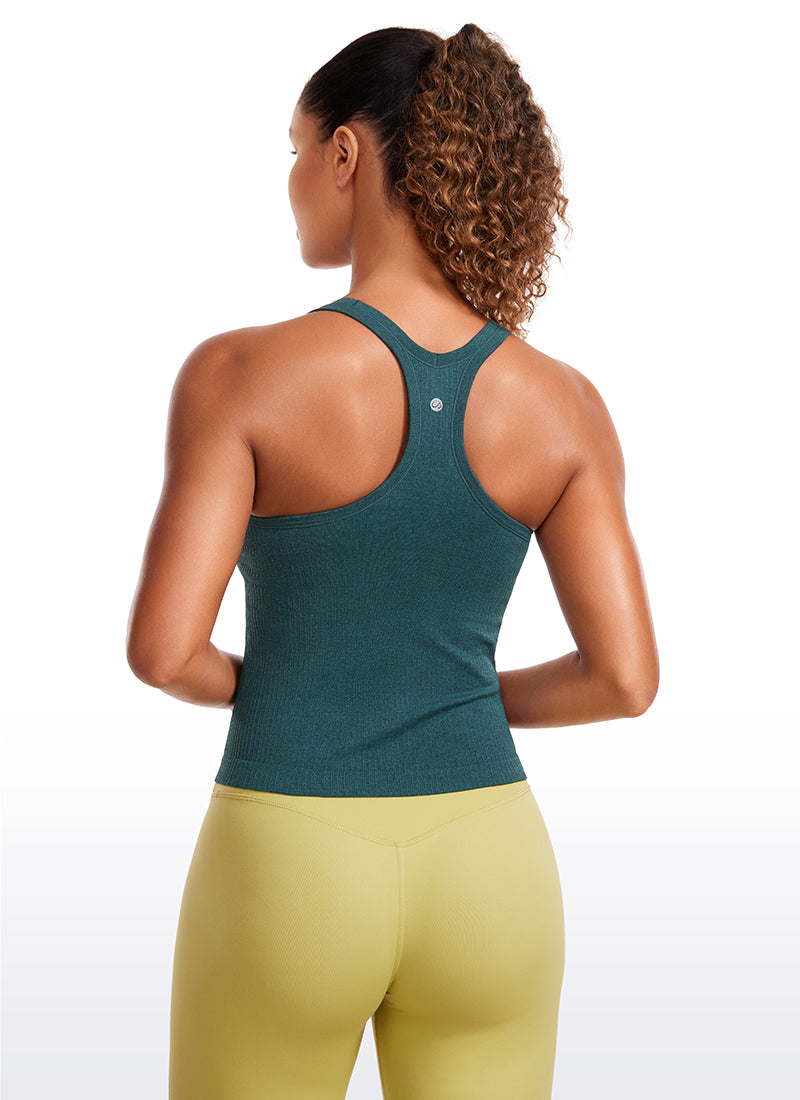 Seamless Racerback Built in Bra Ribbed Tank