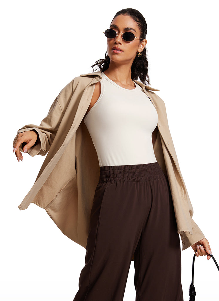 CRZ YOGA Women's Yoga Slim Fit Top Butterluxe Tank Racerback High Neck True Navy