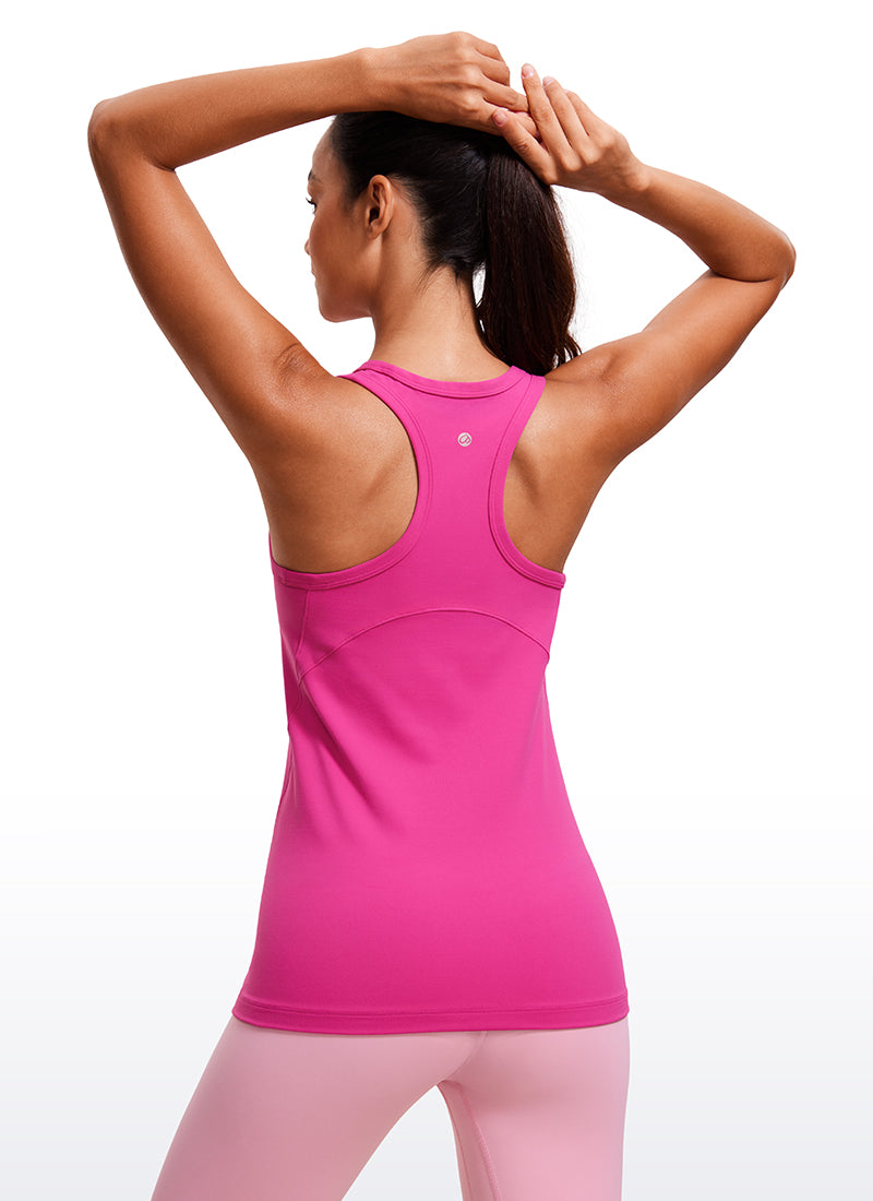 CRZ YOGA Women's Yoga Slim Fit Top Butterluxe Tank Racerback High Neck Hibiscus Purple