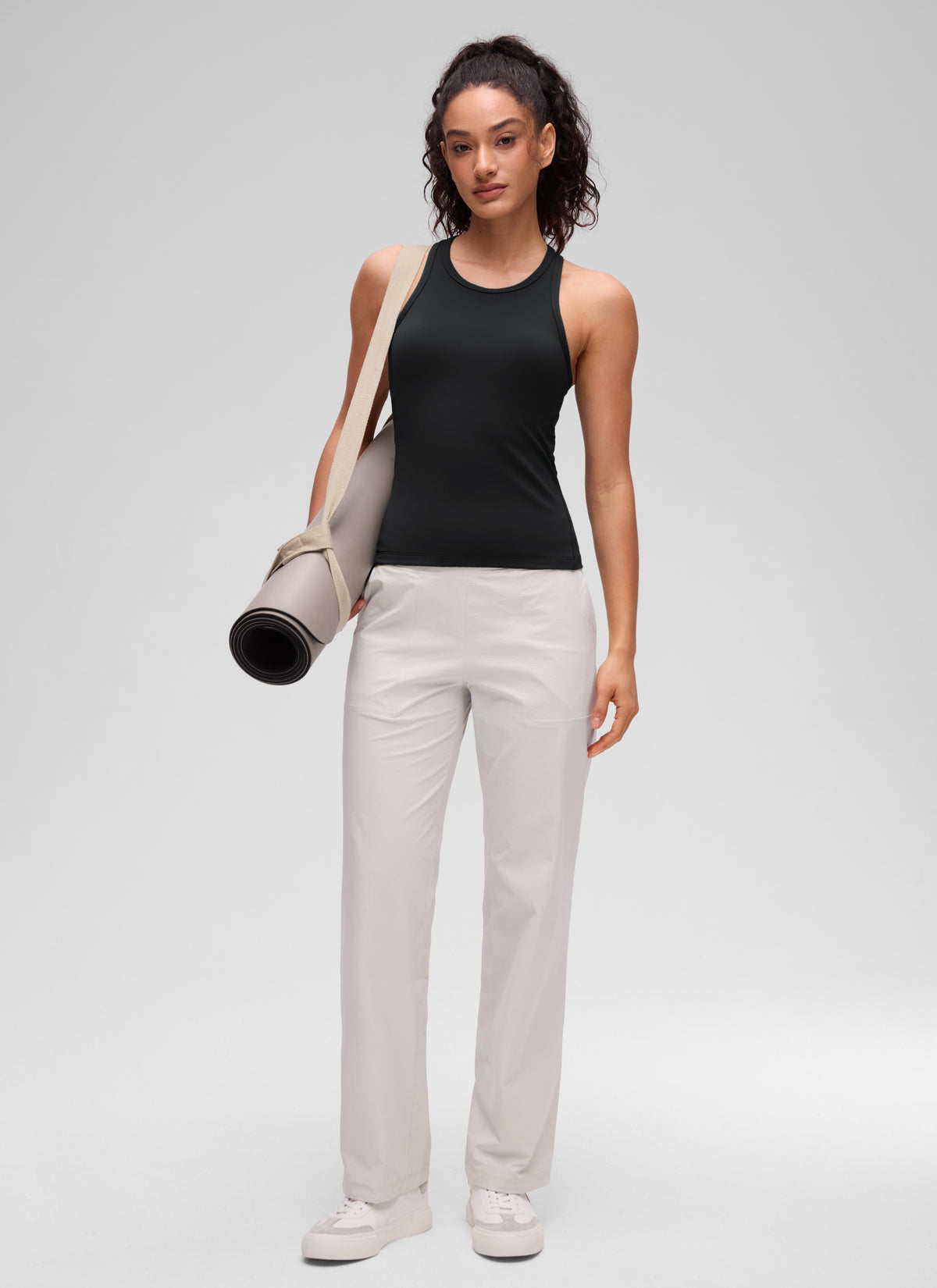 CRZ YOGA Women's Yoga Tight Fit Tops Butterluxe Tank Top High Neck Black @model_info:Larissa