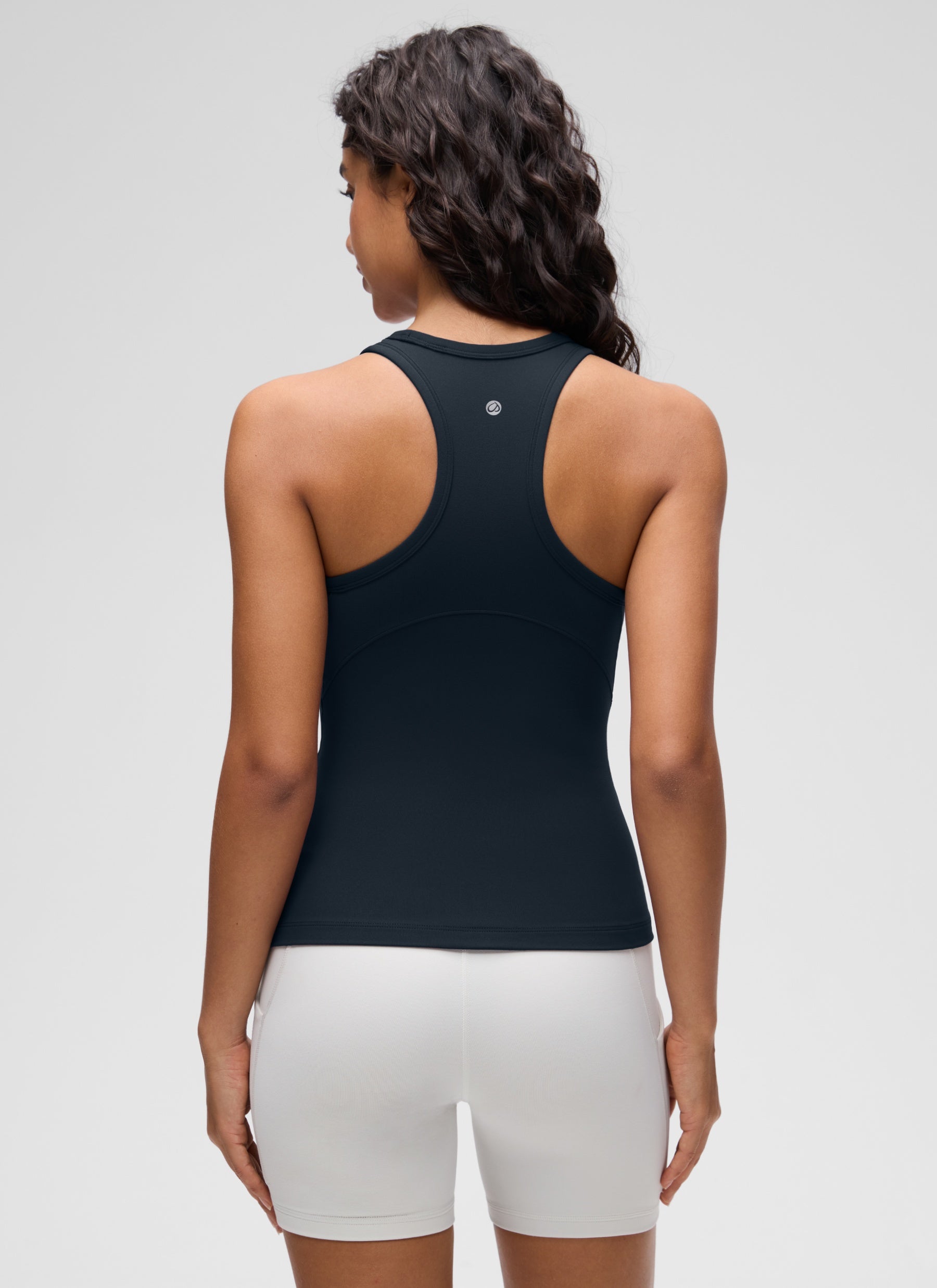CRZ YOGA Women's Yoga Tight Fit Tops Butterluxe Tank Top High Neck True Navy @model_info:Liss