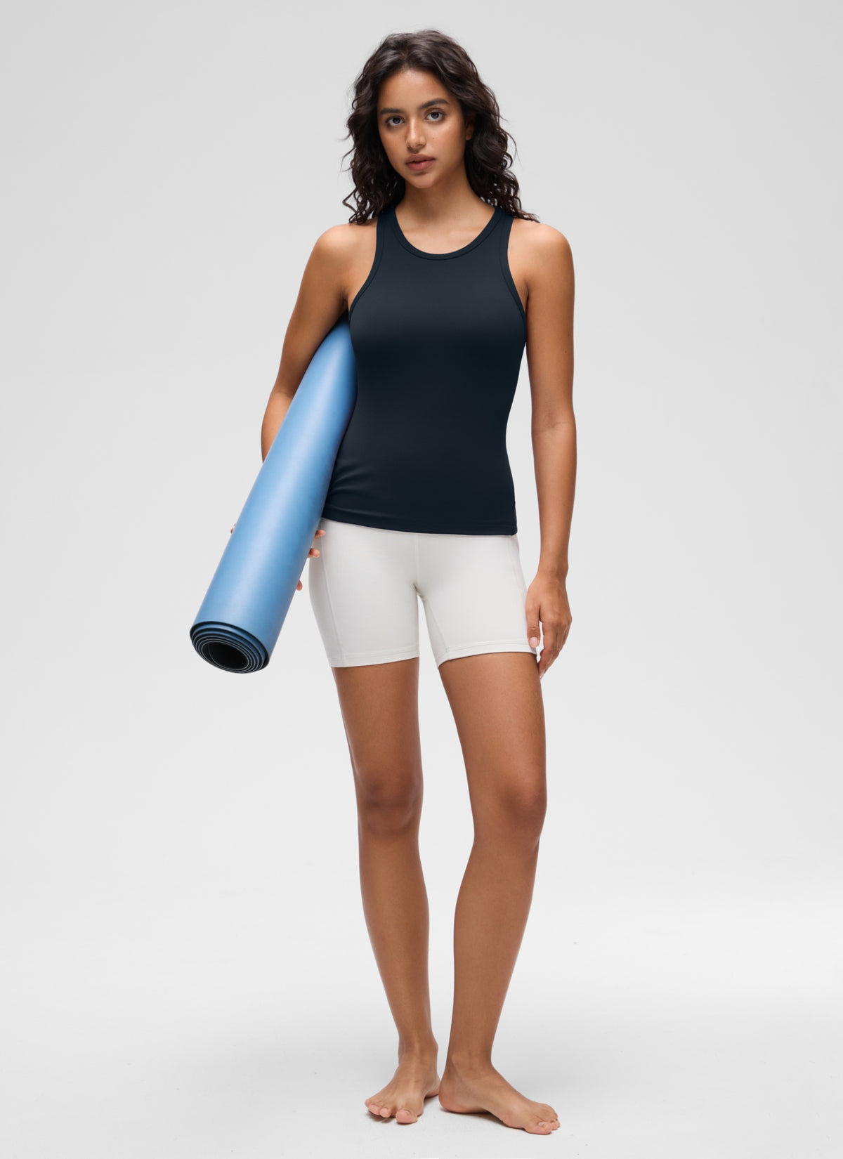 CRZ YOGA Women's Yoga Tight Fit Tops Butterluxe Tank Top High Neck True Navy @model_info:Liss