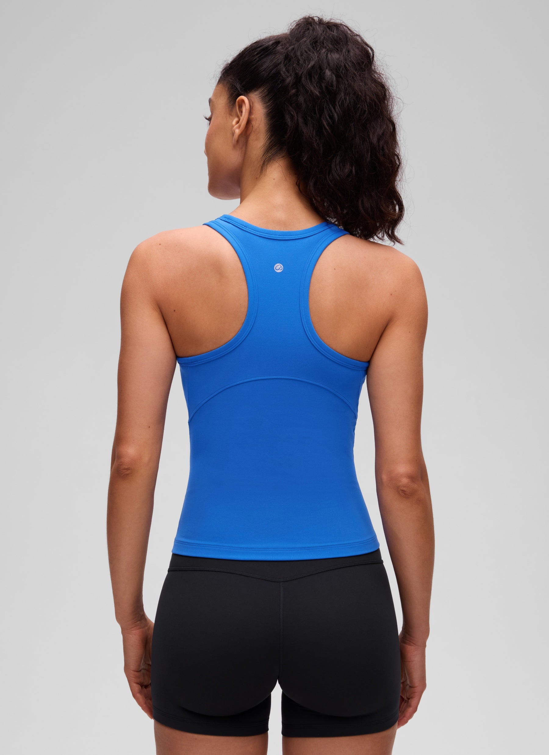 CRZ YOGA Women's Yoga Tight Fit Tops Butterluxe Tank Top High Neck Sparkle Blue @model_info:Larissa