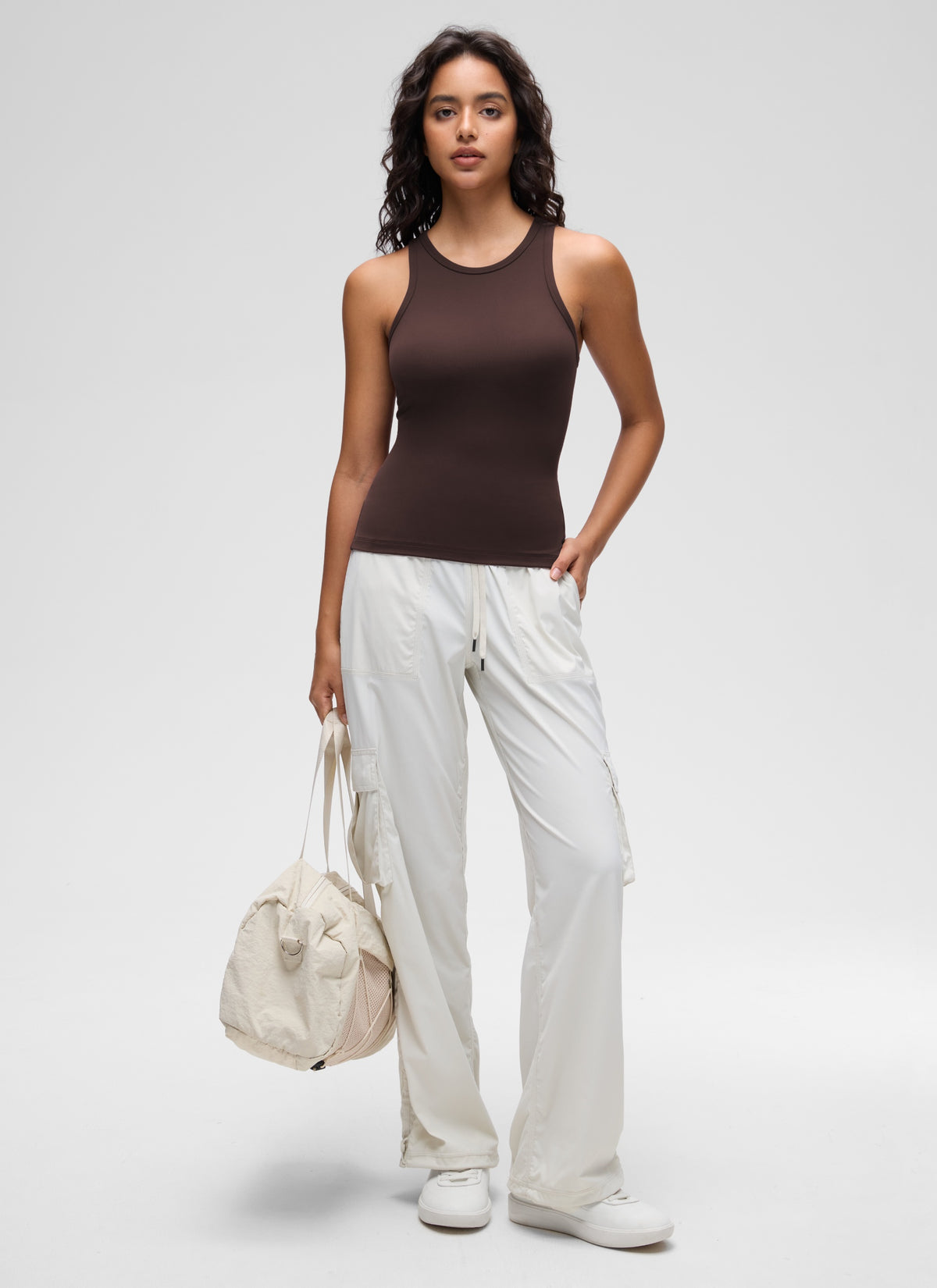 CRZ YOGA Women's Yoga Tight Fit Tops Butterluxe Tank Top High Neck Hot Fudge Brown @model_info:Liss