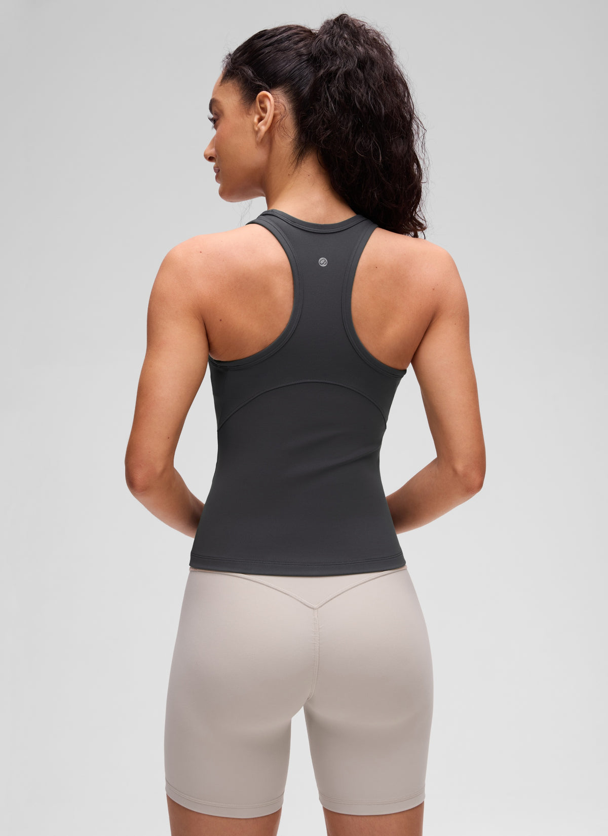 CRZ YOGA Women's Yoga Tight Fit Tops Butterluxe Tank Top High Neck Mysterious Grey @model_info:Larissa
