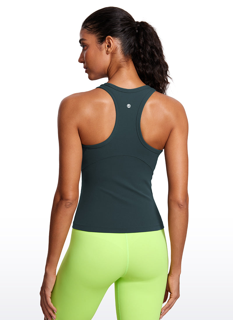 CRZ YOGA Women's Yoga Tight Fit Tops Butterluxe Tank Top High Neck Forest Dark Green @model_info:Mariana