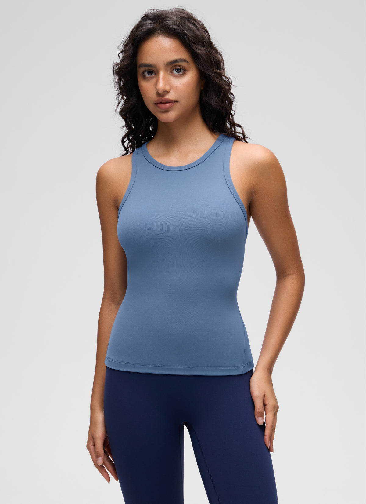 CRZ YOGA Women's Yoga Tight Fit Tops Butterluxe Tank Top High Neck Oasis Blue @model_info:Liss