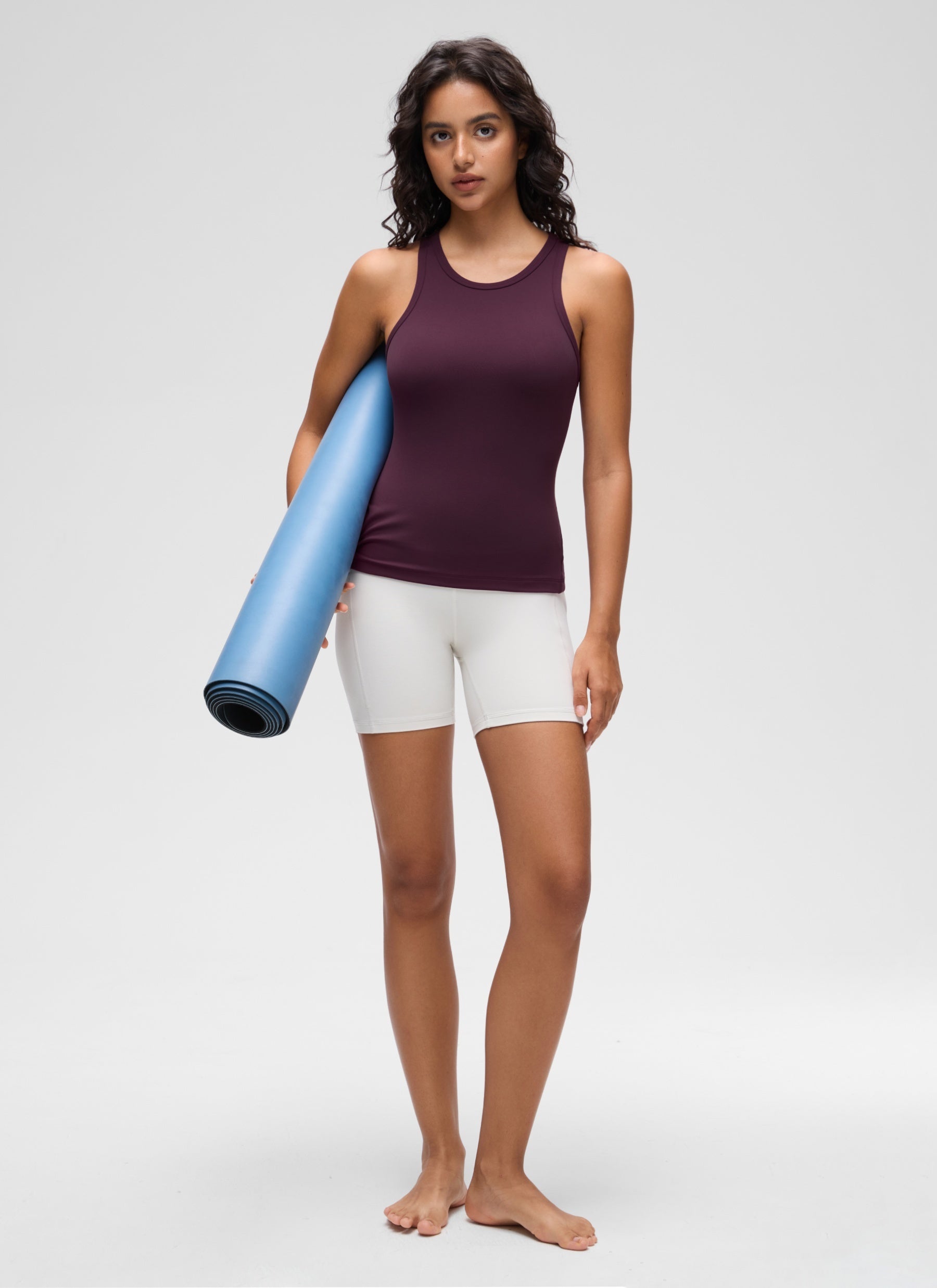 CRZ YOGA Women's Yoga Tight Fit Tops Butterluxe Tank Top High Neck Deep Purple @model_info:Liss