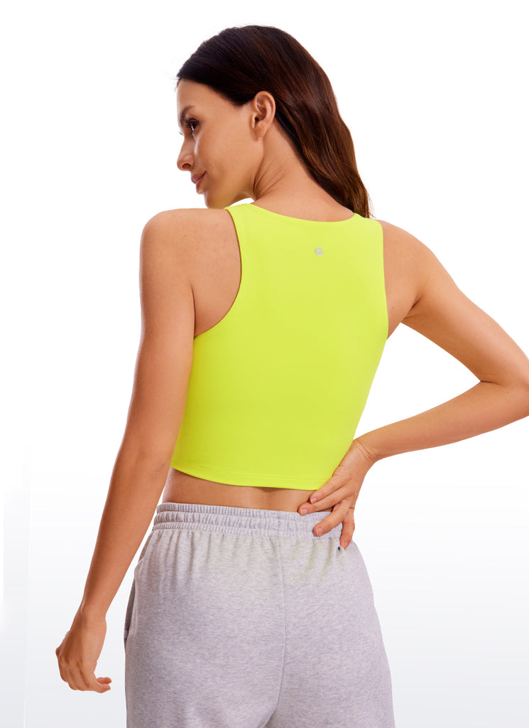 CRZ YOGA Women's Yoga Tight Fit ButterluxeTank Tops Racerback Cropped Neon Yellow