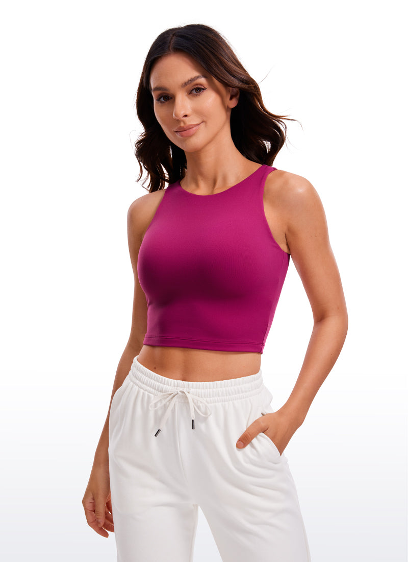 CRZ YOGA Women's Yoga Tight Fit ButterluxeTank Tops Racerback Cropped Magenta Purple @model_info:B