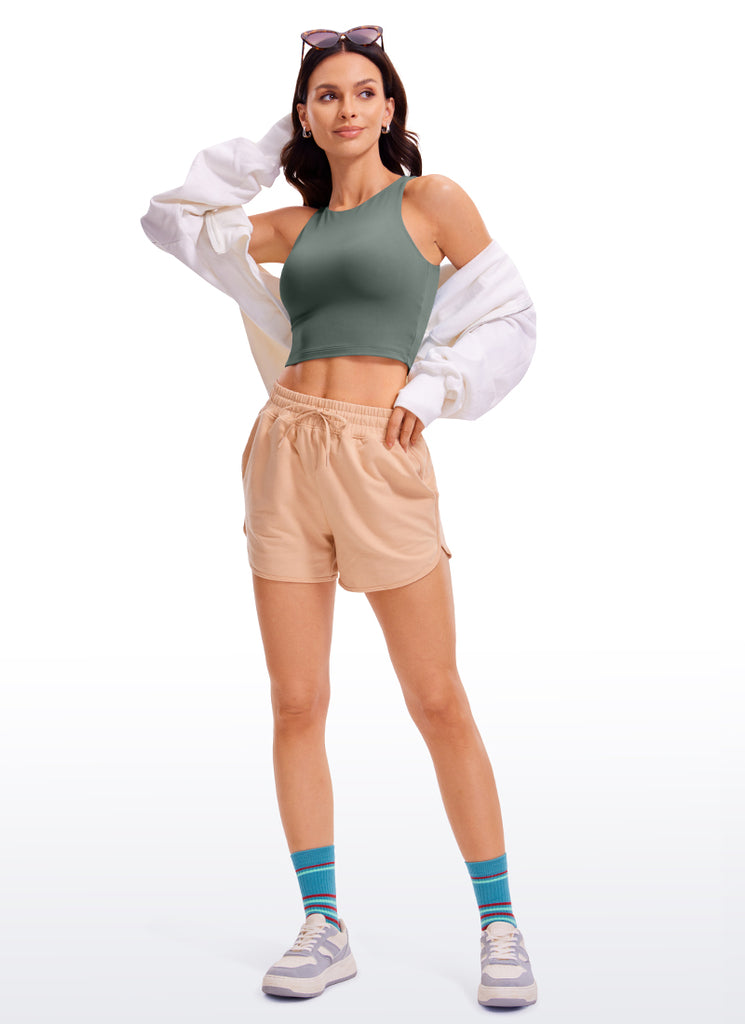 CRZ YOGA Women's Yoga Tight Fit ButterluxeTank Tops Racerback Cropped Taupe