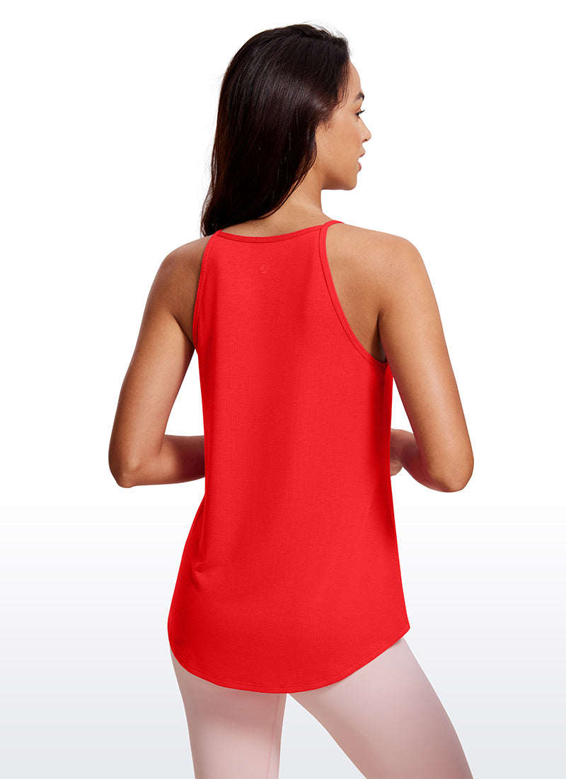CRZ YOGA Women's Yoga Classic Fit Tops Halter Tank Deep Red