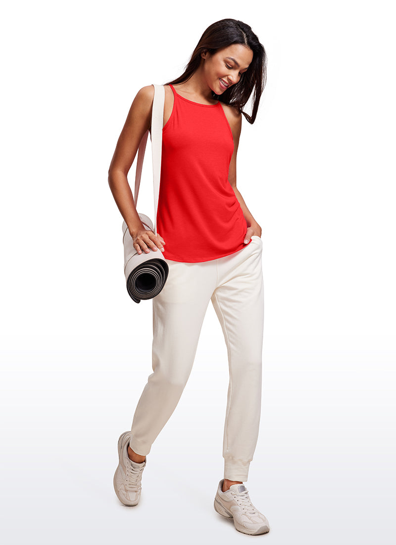 CRZ YOGA Women's Yoga Classic Fit Tops Halter Tank Deep Red