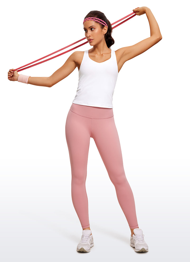 CRZ YOGA Women's Yoga Slim Fit Tops Butterluxe Built-in Bra V Neck White