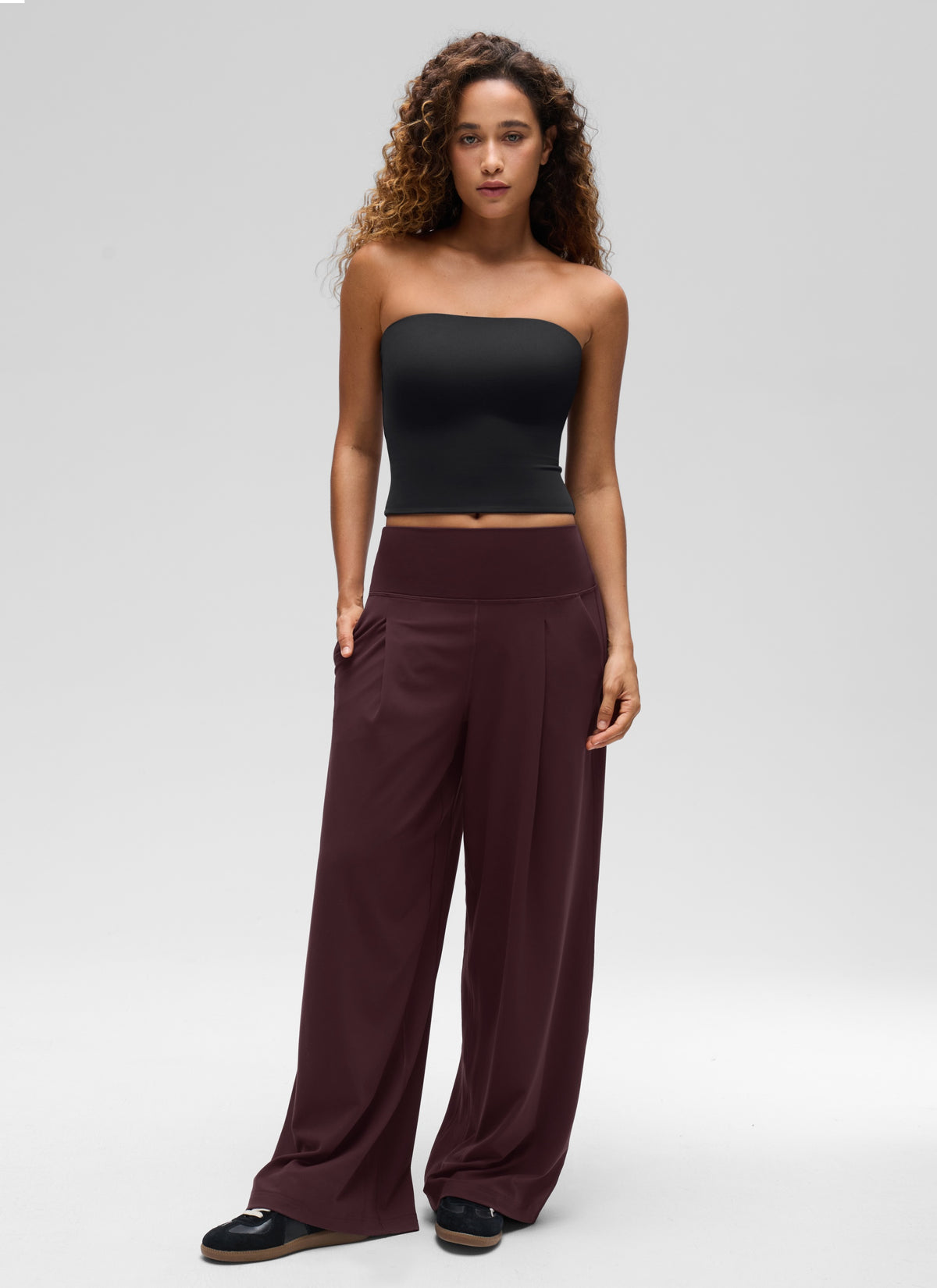 CRZ YOGA Women's Casual Butterluxe Tight Fit Strapless Tops Black @model_info:G