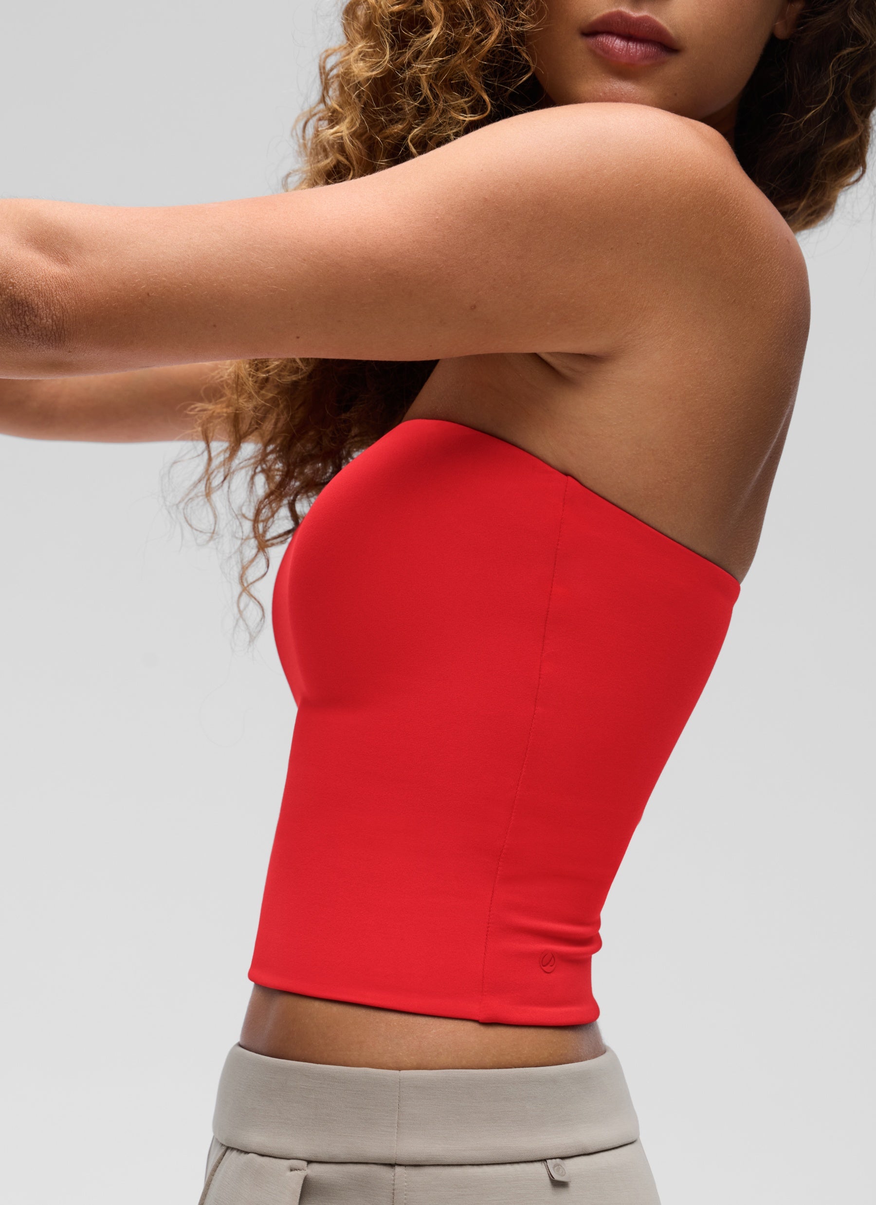 CRZ YOGA Women's Casual Butterluxe Tight Fit Strapless Tops Deep Red @model_info:G