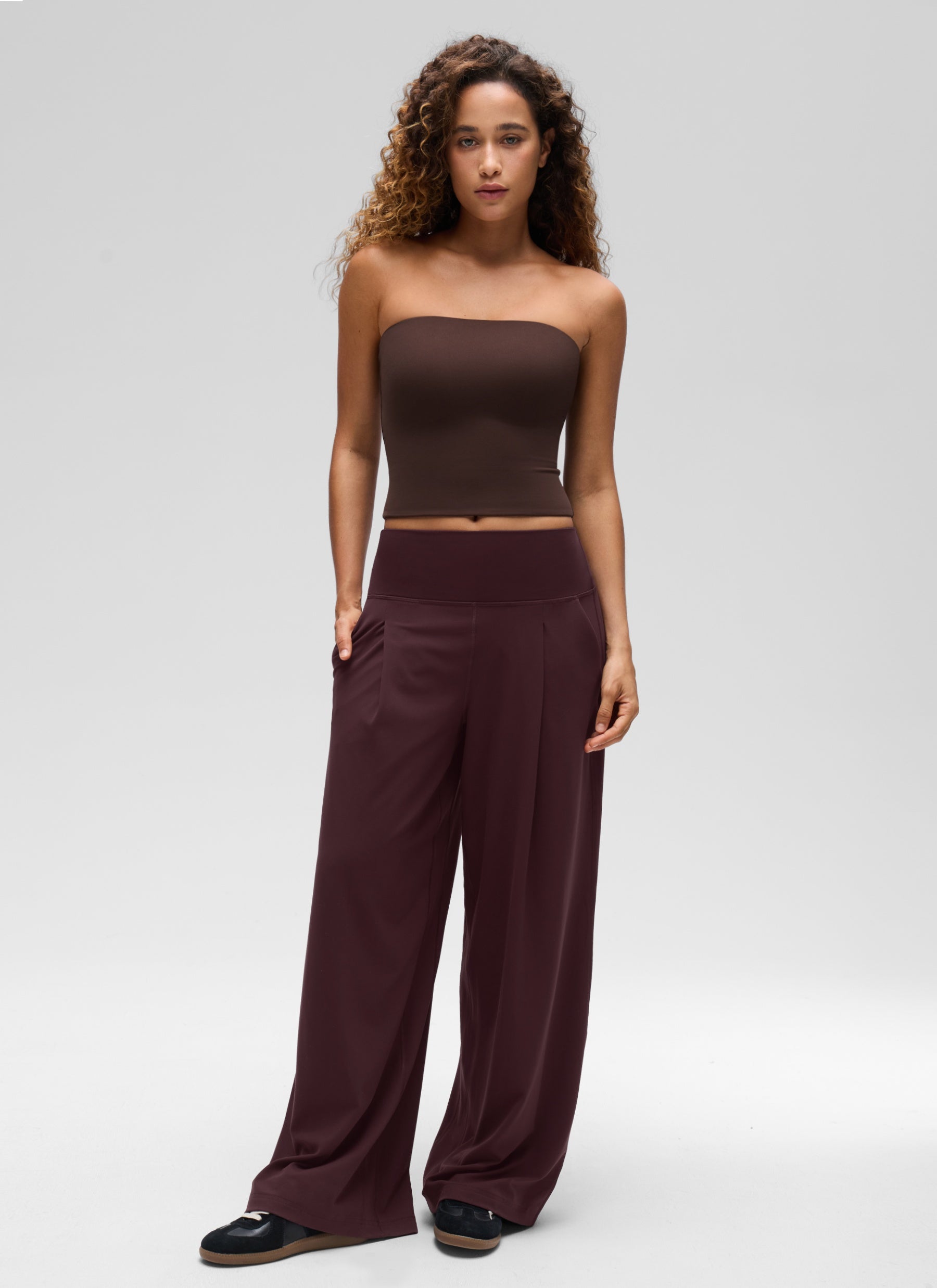 CRZ YOGA Women's Casual Butterluxe Tight Fit Strapless Tops Hot Fudge Brown @model_info:G