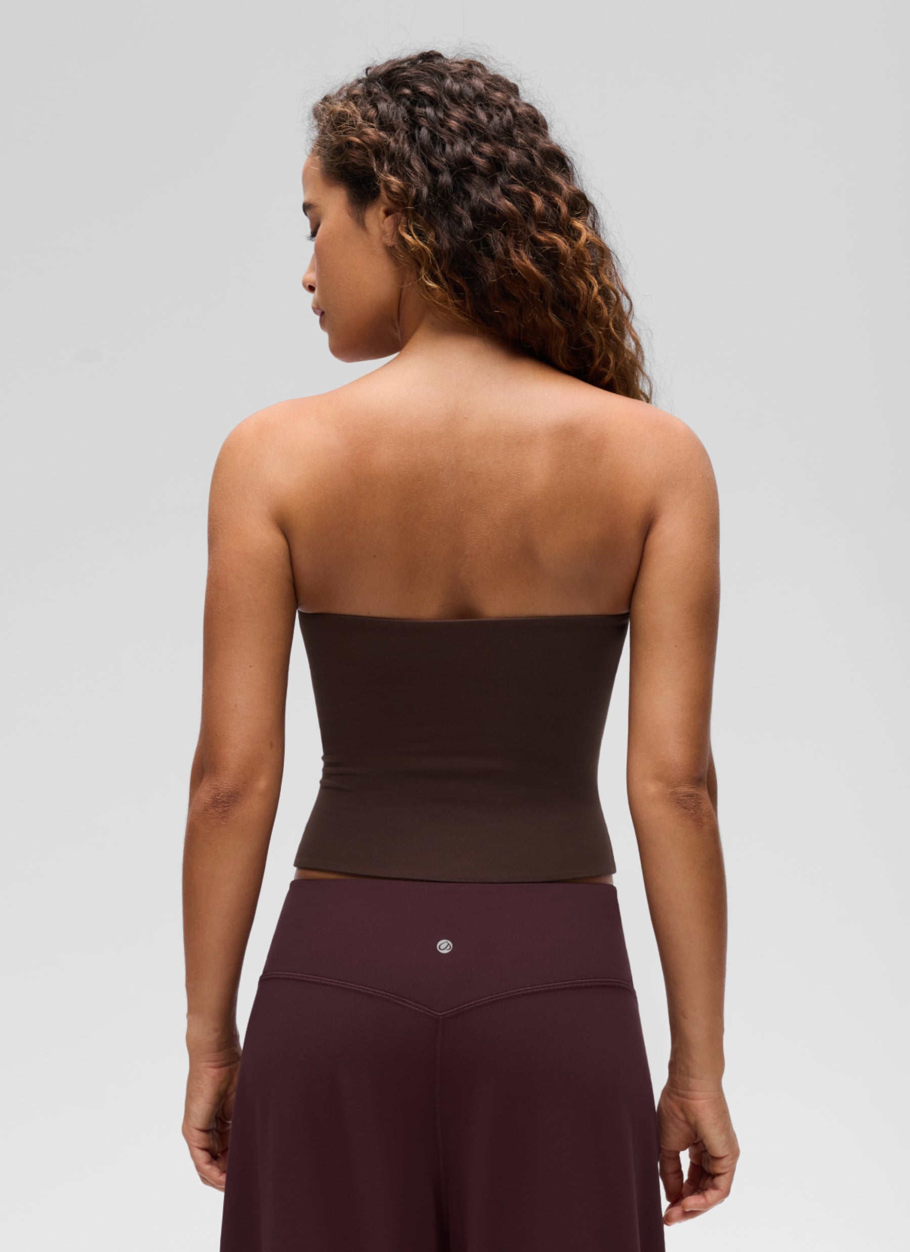 CRZ YOGA Women's Casual Butterluxe Tight Fit Strapless Tops Hot Fudge Brown @model_info:G
