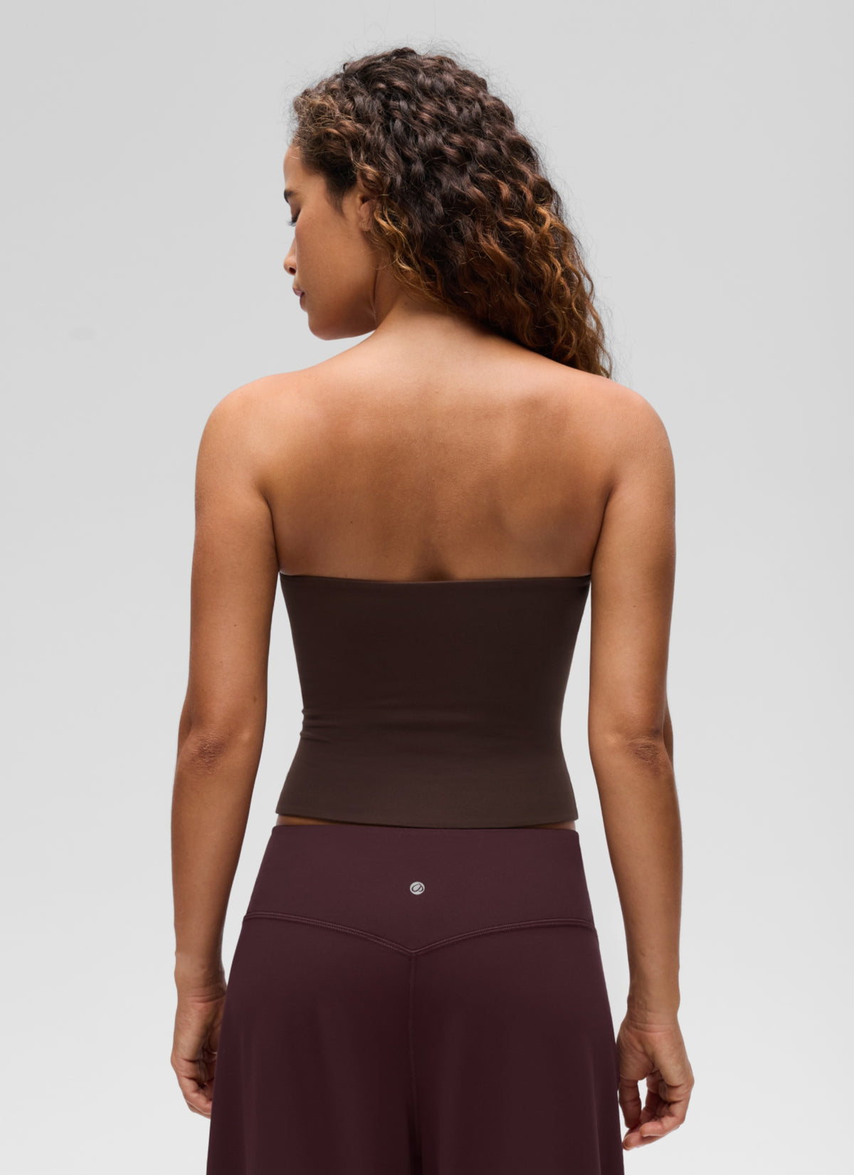 CRZ YOGA Women's Casual Butterluxe Tight Fit Strapless Tops Hot Fudge Brown @model_info:G
