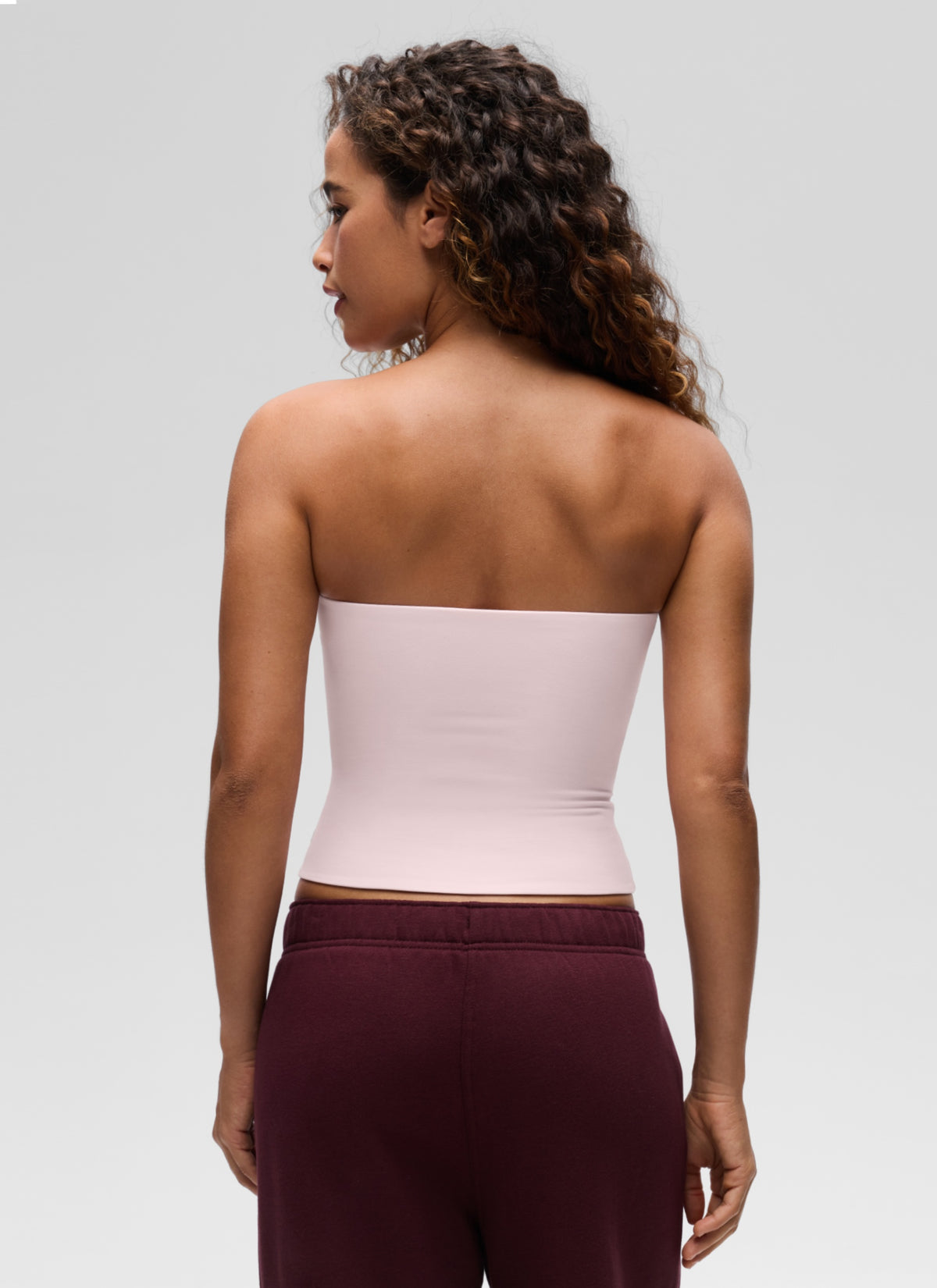 CRZ YOGA Women's Casual Butterluxe Tight Fit Strapless Tops Strawberry Pink @model_info:Gr