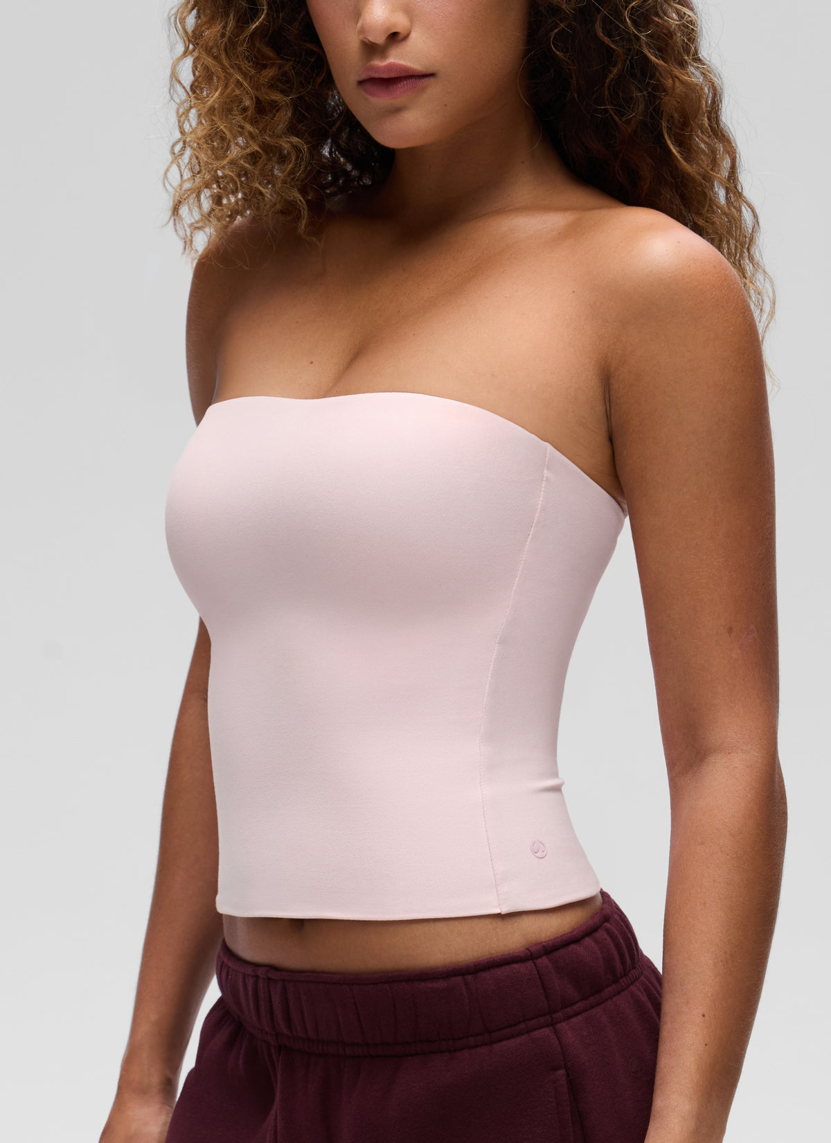 CRZ YOGA Women's Casual Butterluxe Tight Fit Strapless Tops Strawberry Pink @model_info:Gr