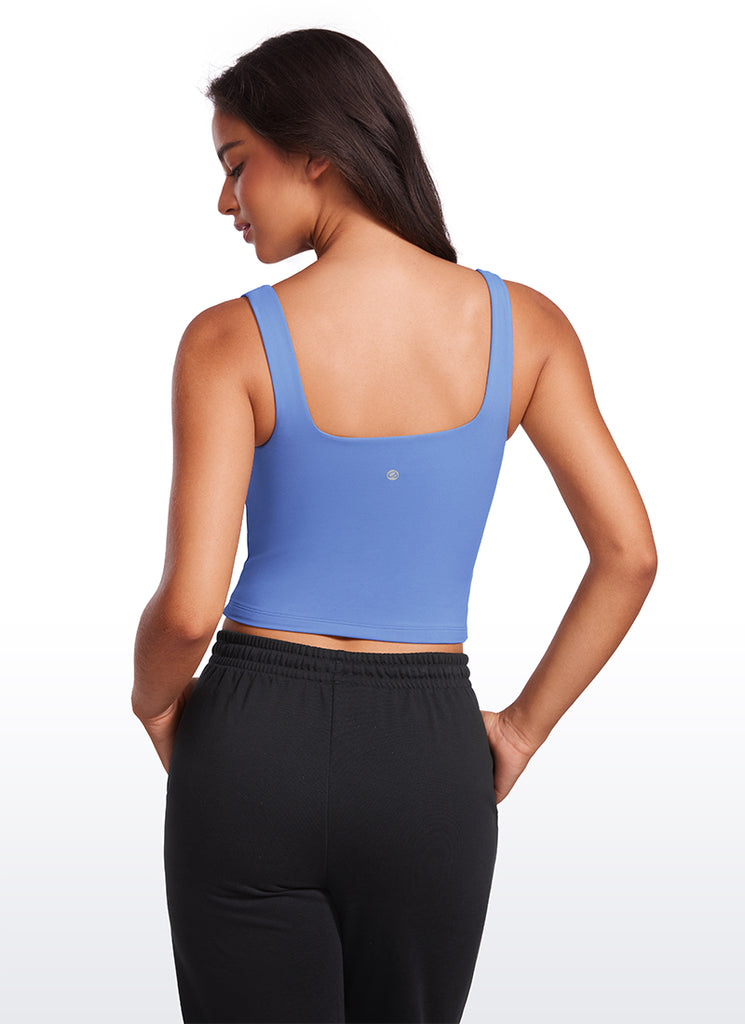 CRZ YOGA Women's Yoga Butterluxe Tight Fit Tank Tops Square Neck Wild Indigo