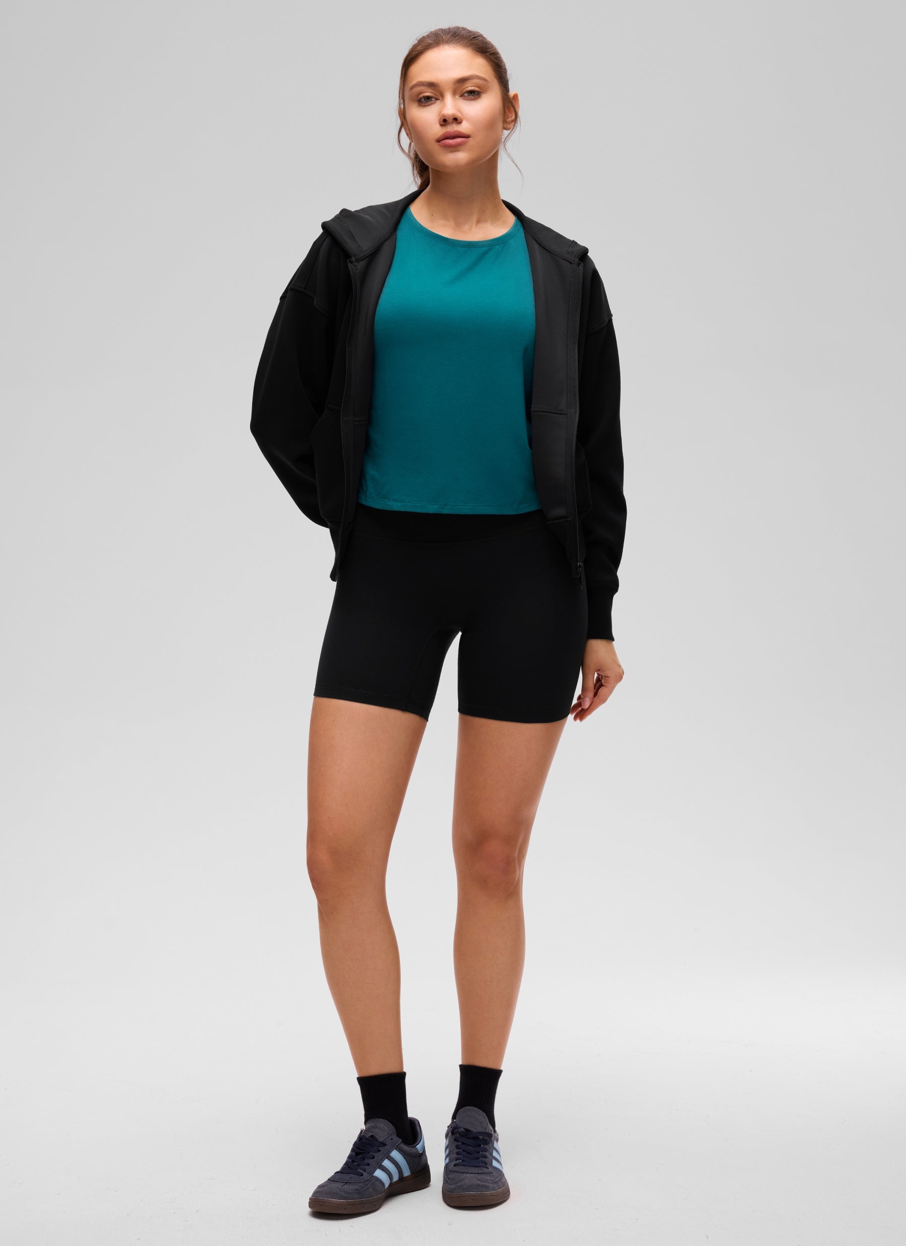 CRZ YOGA Women's Yoga Relaxed Fit Cropped Open Back Short Sleeves Green Jade