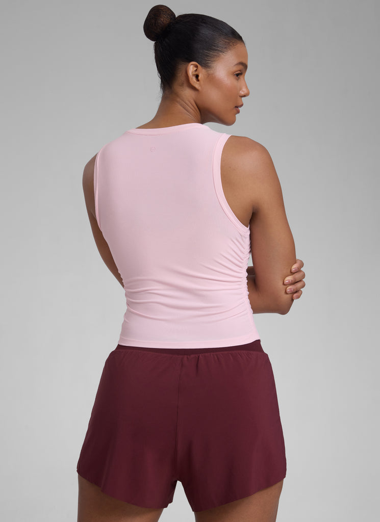 CRZ YOGA Women's Workout Tight Fit Ruched Athletic Tank High Neck True Navy