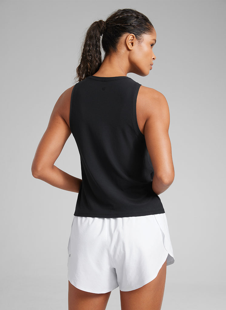 CRZ YOGA Women's Lightweight Workout Loose Fit Athletic Tank Crew Neck Graphite Green