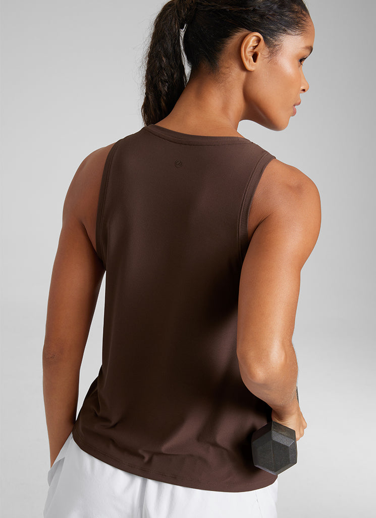 CRZ YOGA Women's Lightweight Workout Loose Fit Athletic Tank Crew Neck White