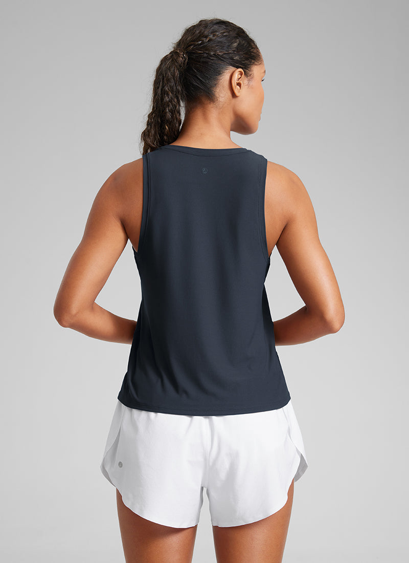 CRZ YOGA Women's Lightweight Workout Loose Fit Athletic Tank Crew Neck True Navy