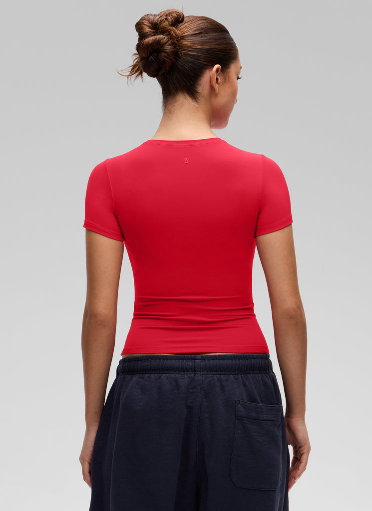 CRZ YOGA Women Going Out Tops Soft High Crew Neck Casual Tight Shirts Light Lavender