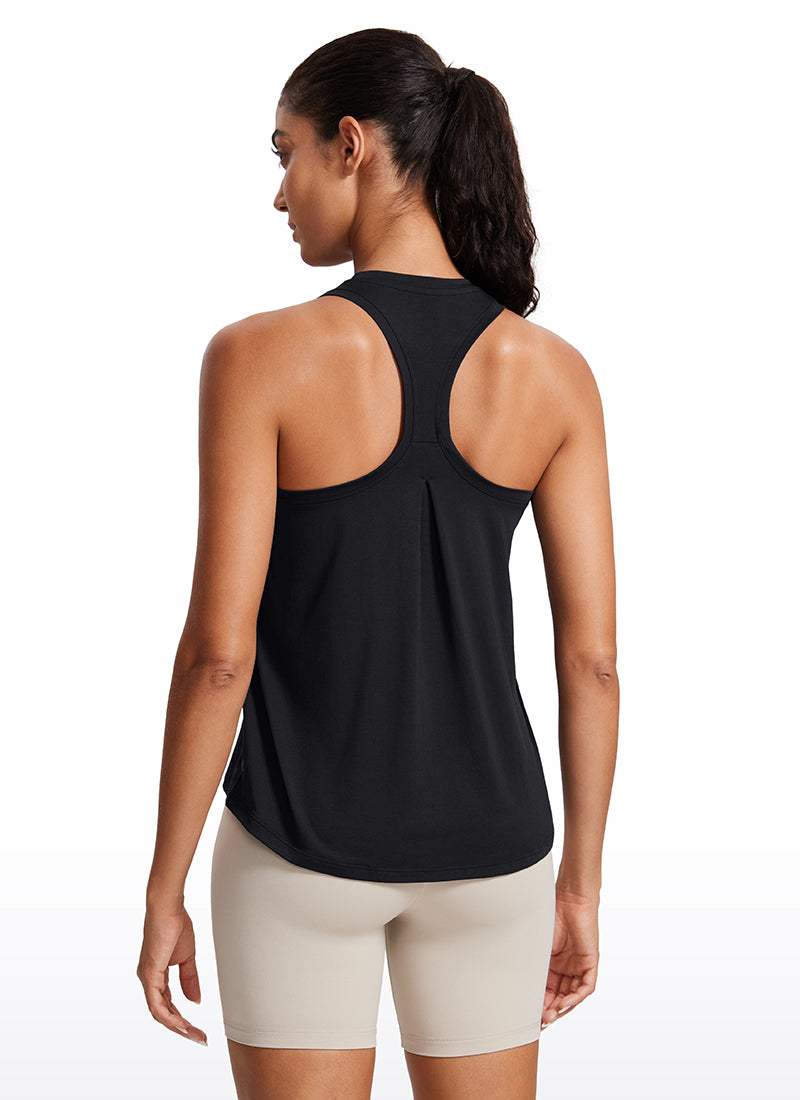 CRZ YOGA Women's Racerback Tank Tops High Crewneck Sleeveless Soft Flowy Black