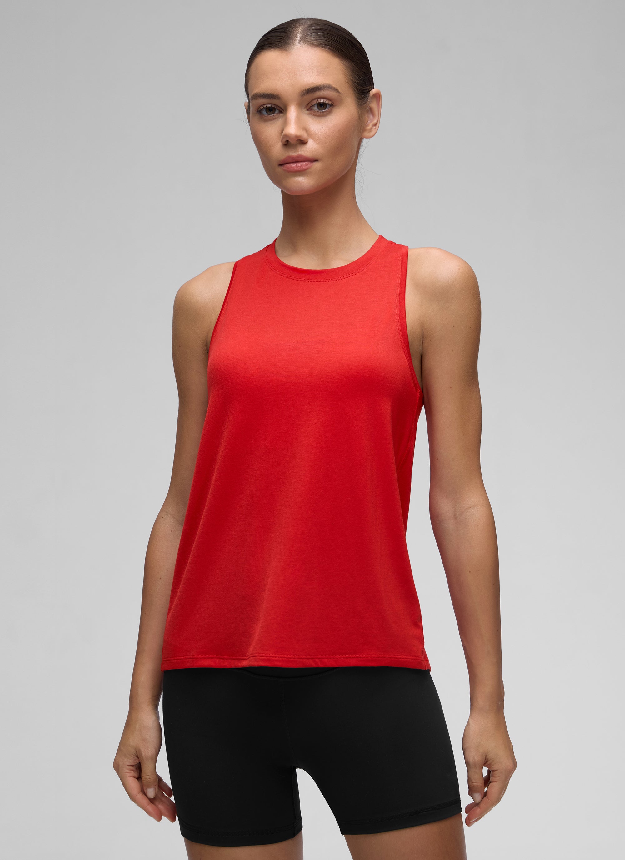CRZ YOGA Women's Racerback Tank Tops High Crewneck Sleeveless Soft Flowy Deep Red