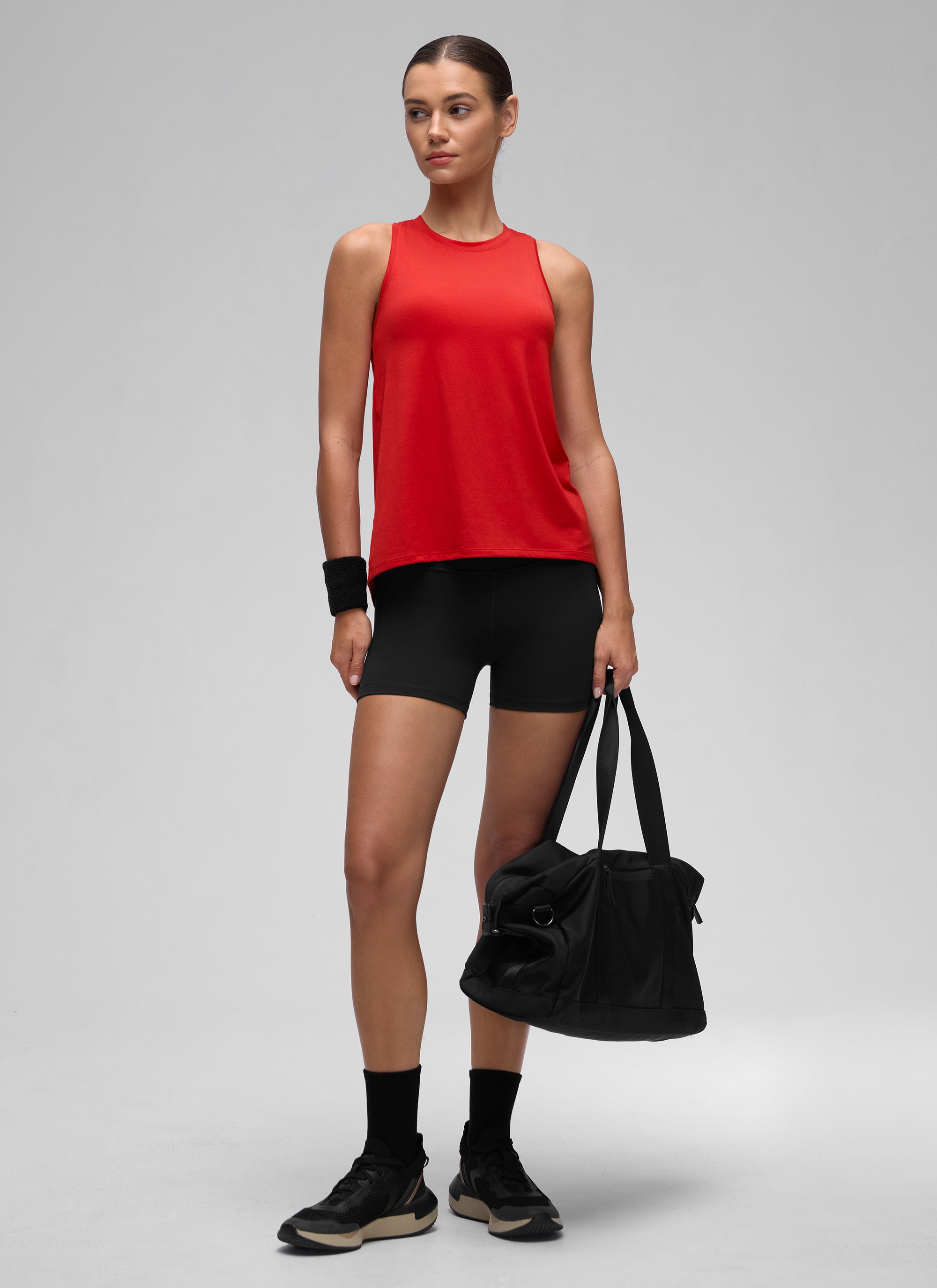 CRZ YOGA Women's Racerback Tank Tops High Crewneck Sleeveless Soft Flowy Deep Red