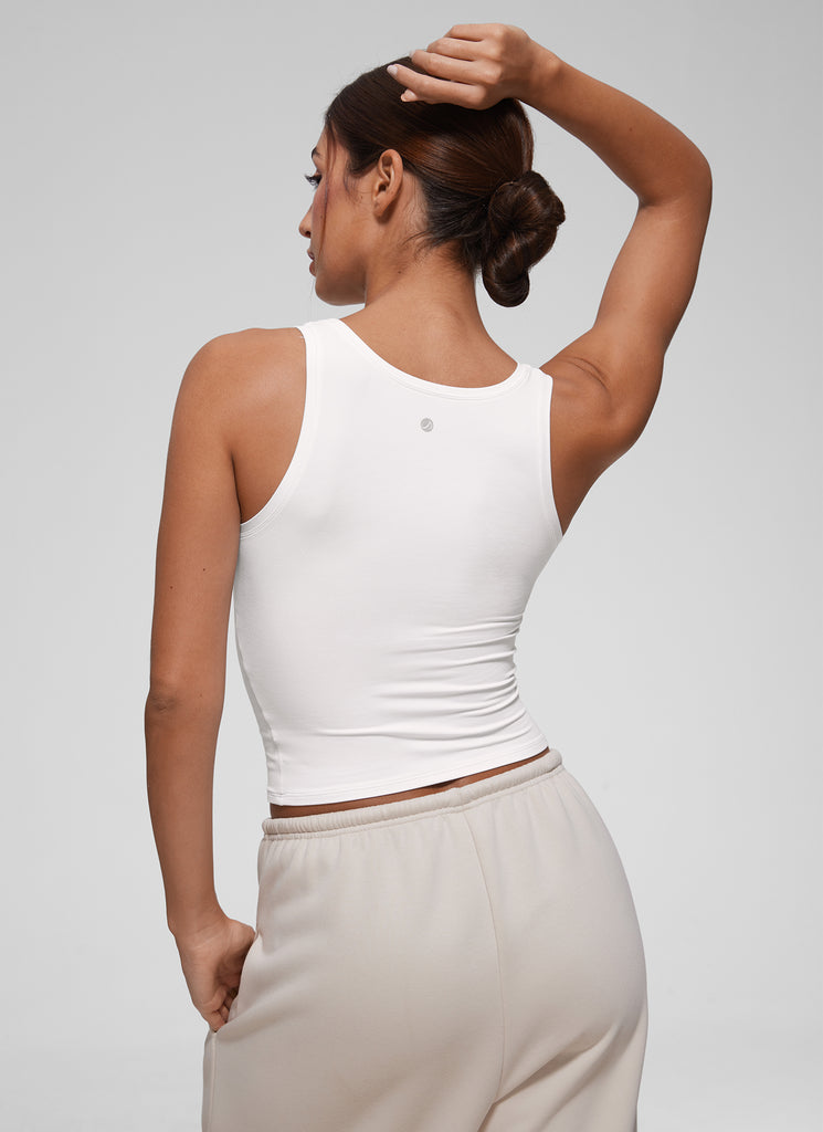 CRZ YOGA Women Softembrace Soft Double Lined Scoop Neck Tanks Casual Tops Black