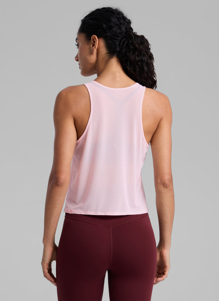 CRZ YOGA Women's Yoga Mesh Relaxed Fit Tops U Neck Tank Slate Blue