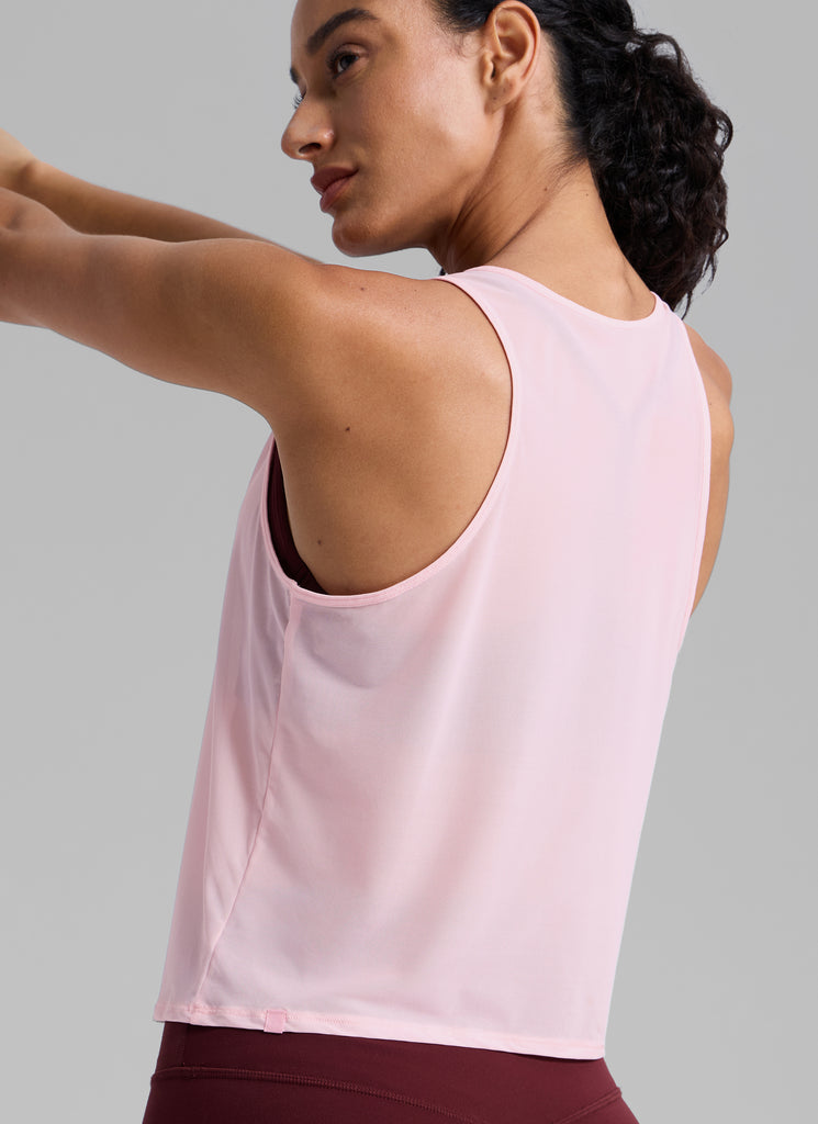 CRZ YOGA Women's Yoga Mesh Relaxed Fit Tops U Neck Tank Slate Blue