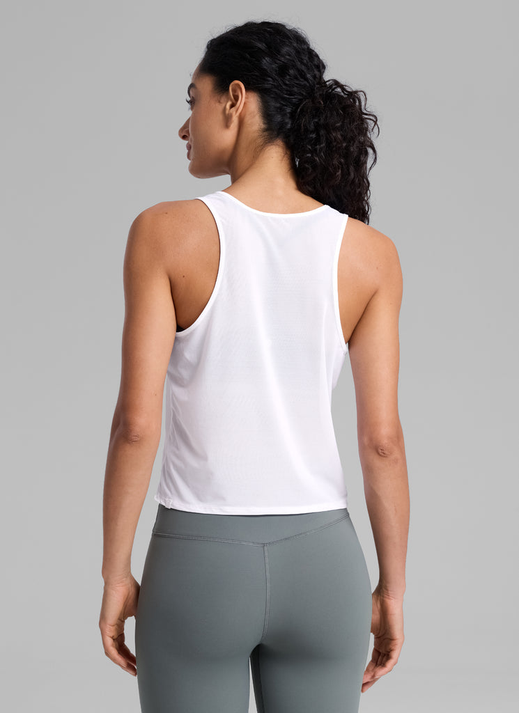 CRZ YOGA Women's Yoga Mesh Relaxed Fit Tops U Neck Tank Black