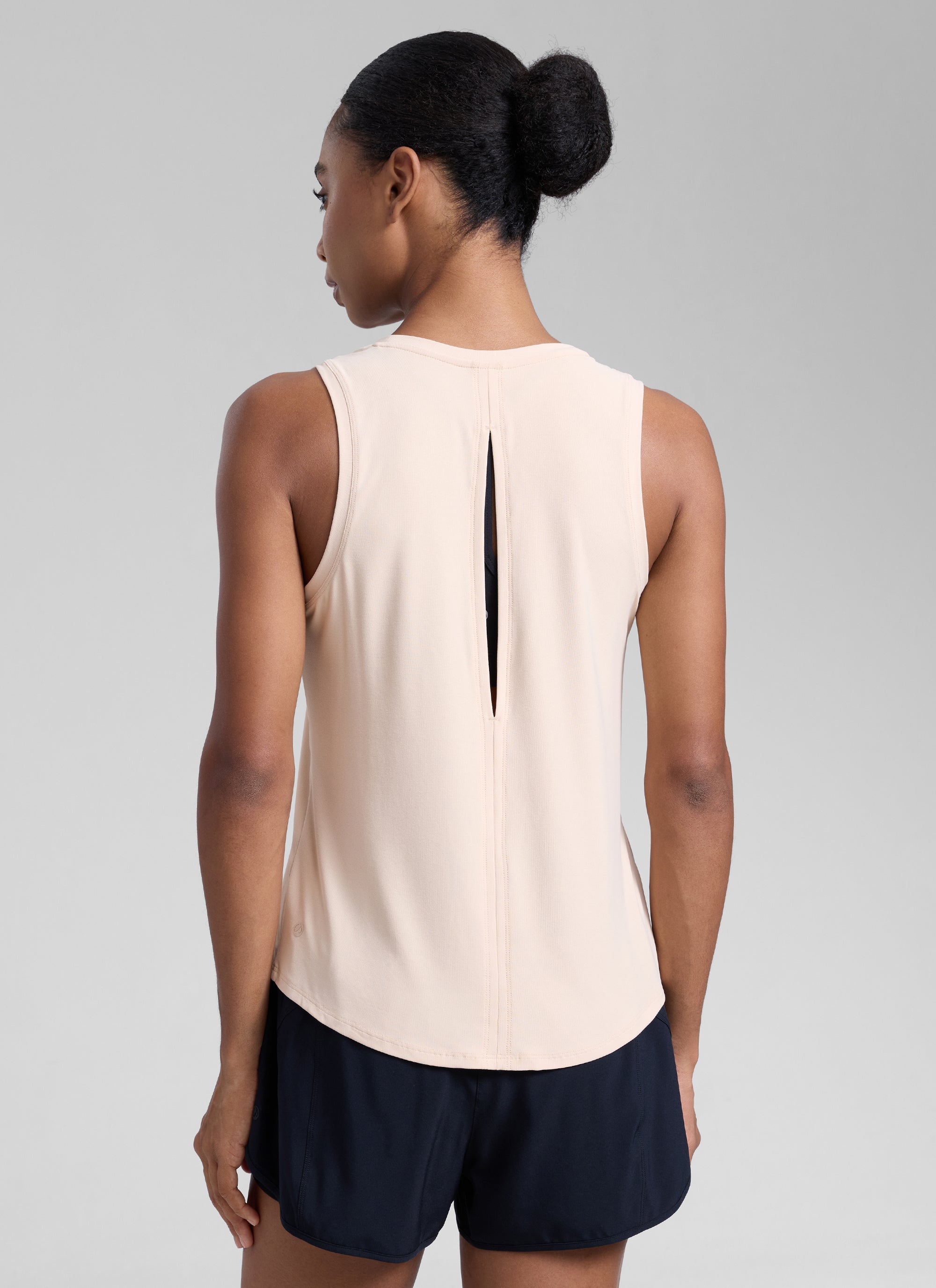 CRZ YOGA Women High Neck Cloudweight Open Back Lightweight Athletic Tank White Opal