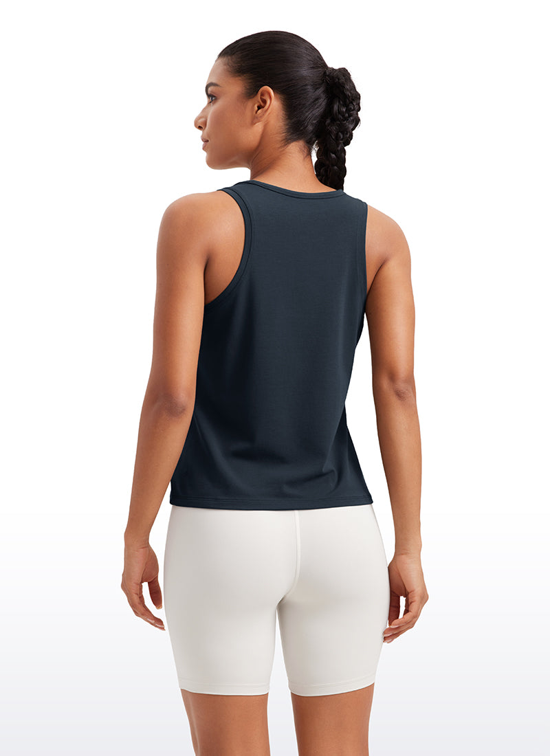 CRZ YOGA Pima Cotton Scoop Neck Racerback  Workout Sleeveless Tank Tops True Navy