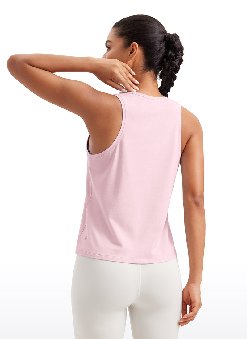CRZ YOGA Pima Cotton Scoop Neck Racerback  Workout Sleeveless Tank Tops Strawberry Pink