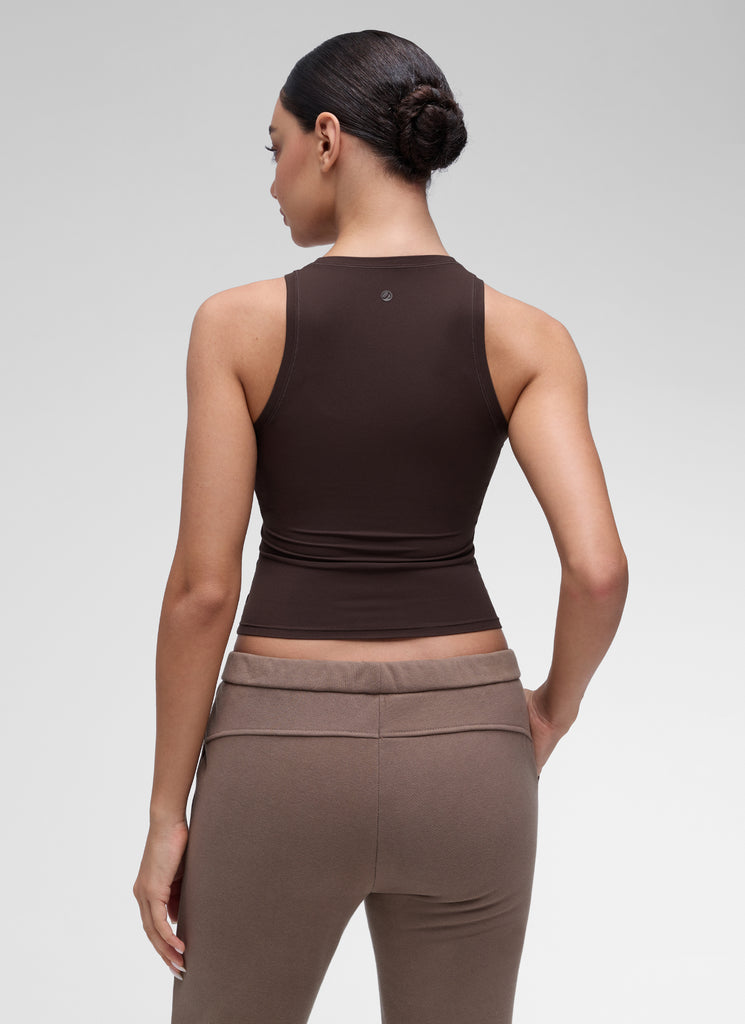 CRZ YOGA Women High Neck Casual Double Lined Sleeveless Tanks White